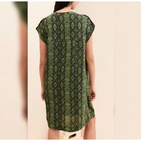 By Anthropologie Snakeskin Print Dress Casual Mini Dress Short Sleeve Shift - Picture 5 of 9